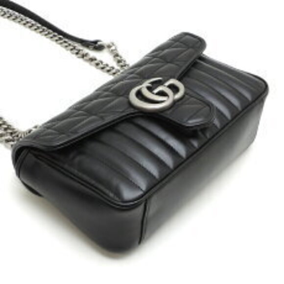 Gucci GG Marmont Chain Shoulder Bag Leather Black - Picture 3 of 9